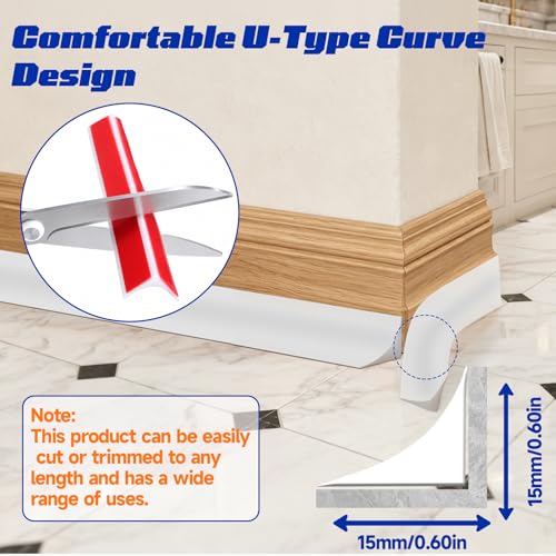 YZCFWJ White Flexible Quarter Round Molding Trim Peel and Stick,196in Self-Adhesive Edge Corner Trim,for Stair Wall Ceiling Floor Baseboard,Backsplashe Countertop Cabinet,Bathroom Bathtub by YZCFWJ - Image 2