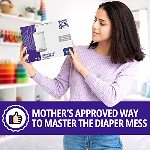 Diaper Pail Refills Compatible With Dekor Classic Diaper Pails – Bundle Of Eight Diaper Trash Can Refills – Easy To Replace And Dispose Of Diaper Bag – Odorless Baby Diapers Disposal - By Comficove #TOP4