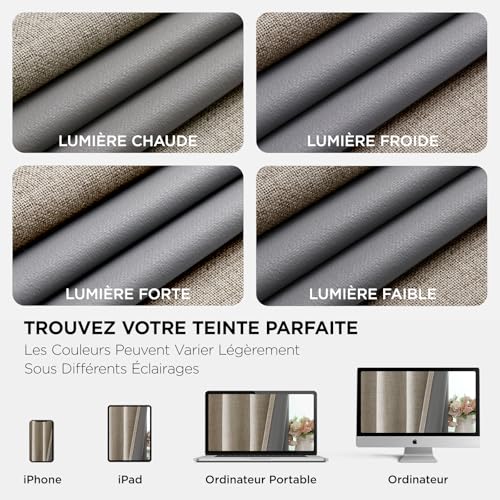 Rideau occultant effet lin 140x245 Joydeco isolant thermique - 7
