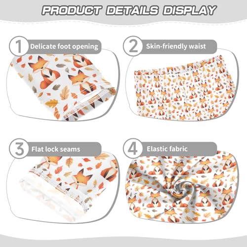 Cute Fox Leaves Pattern Girls Leggings Kids Yoga Pants Athletic Tights Pants 4-10 Years3