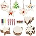 OurWarm 40pcs DIY Christmas Wooden Ornaments Unfinished, 4 Style Craft Wood Kit Great for Crafts Christmas Ornaments DIY Crafts (With 4 Coloured Pens)