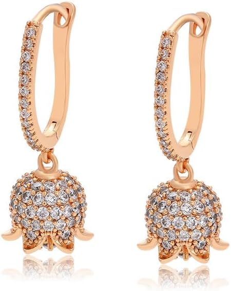 XUPING Cubic Zirconia Dangle Hoop Earrings for Women 18K Gold Plated Sparkly Fashion Jewelry