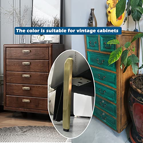 Kaupuar 6 Inch Brushed Brass Furniture Legs Gold Set Of 4 For Cabinets, Coffee, Recliner, Tv Stand, Couch, Sofa, Dresser Metal Mid Century Modern Legs Replacement(Brushed Gold 6") #TOP2