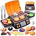 CUTE STONE Cooking Toy BBQ Set, 2 Layers Kids Grill Playset with Play Food, Pretend Smoke Sound and Light, Kitchen Accessories Utensils Toy, Outdoor Camping Barbecue Toys Gift for Toddlers Girls Boys