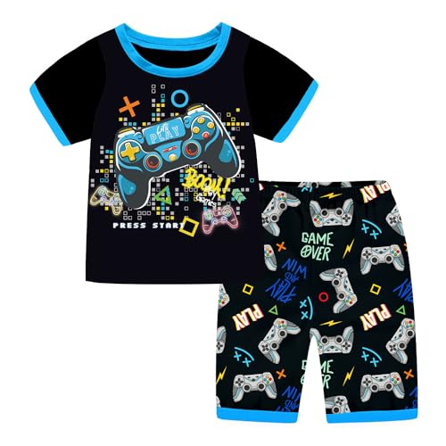 Image of Boys' Short Set Cotton Graphic Gamer Shorts Tracksuits Outfit Set 4pcs Big Kids Short Sleeve Game Controller Clothes (4MixGame, 12 Years)