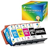 Jettruemedia 202XL Cartouche d'encre Compatible pour Epson 202XL XP-6000 Cartouche d'encre Compatible avec Epson Expression Premium XP-6000 XP-6005 XP-6001 Xp-6100 XP-6105 XP-6000 Imprimantes（5 Pack）