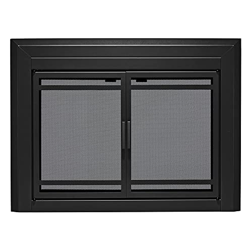 UniFlame Kendall, Cabinet-Style Fireplace Doors, Color: Black, Size: Small | Smoke Tempered…