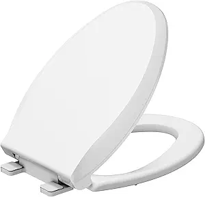 Elongated Toilet Seat Soft-Closing | Universal Fit for Standard Toilets | Thickened Durable PP Plastic with Quick Installation Hinge | Easy-Clean Surface