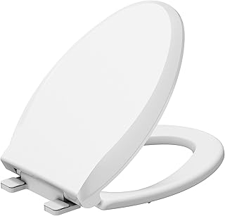 Toilet Seat Cover Elongated – Durable PP Toilet Seat with Slow Close Hinges, Easy Clean White Replacement for Standard American Toilets