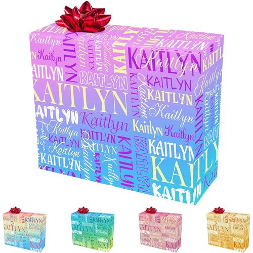 Tuskartro Custom Wrapping Paper with Name Personalized Birthday Holiday Gift Wrapping Paper for Men Women Kids Her Him Baby Shower