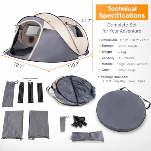 Carpa automática pop up para 4 personas color caqui miniatura 6