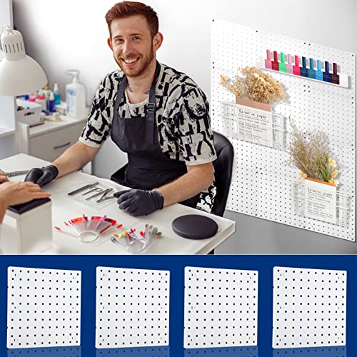 12 Pieces Pegboard Wall Panel Plastic Pegboard Wall Mount Display Peg Board Wall Organizer 10 X 10 Pegboard 2 Installation Methods For Room Kitchen Bathroom Office Garage (White) #TOP6