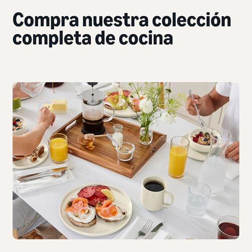 Miniatura 7 de Amazon Basics Platos Llanos De Gres Esmaltado, Juego De 6 Piezas, Aptos Para Microondas Y Lavavajillas, 26,7cm, Marfil