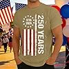 Anniversary Graphic Short Sleeve Men T Shirts Patriotic Casual Wear Comfortable Tee for Everyday Use (Khaki, XXL) #2