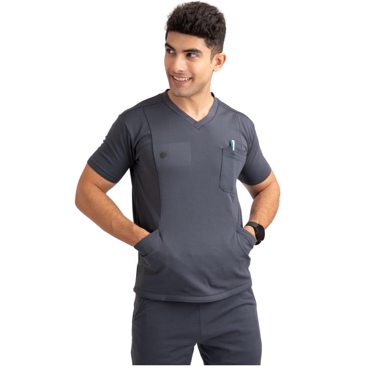 MEFZ Style Luxury Scrub Suit Dodger Blue Color Male Top, 4 way Stretch, MEEZE Pro Fabric, 2 layer Fabric, No underscrub Required, V Neck, 4 Pockets, Free travel zipper bag | Size : L (B0CZF2YVPW) Amazon Price History, Amazon Price Tracker