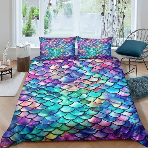 Housse de couette fermeture à glissière sirène, parure lit double microfibre - 2