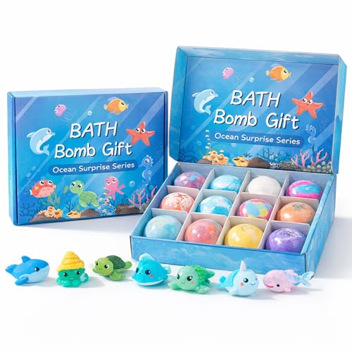 Bath Bombs 12 Pack Surprise Bath Bomb Set Colorful Fizzy Bath Time Fun Great for Gift Giving Party Favors and Home Bath Use