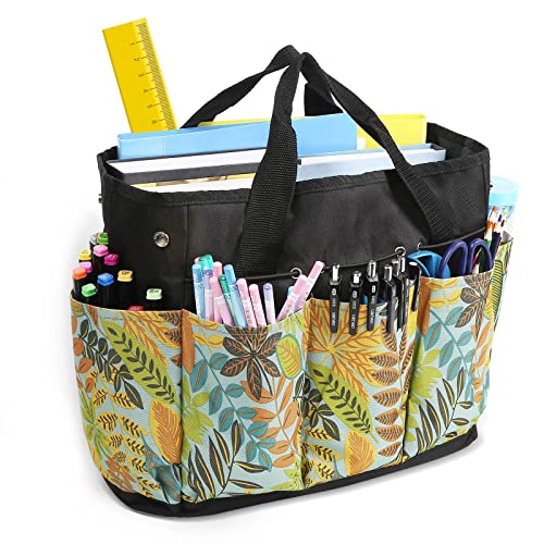 Gerymu Art Supply Storage Organizer, Craft Organizers And Storage Tote Bag With Pockets Art Caddy Oxford Fabric Craft Storage Containers For Teacher, Students, Artist,Office Workers, Traveler Yellow #TOP13