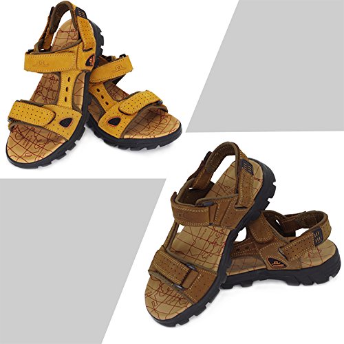 Hiking Sandals Men Walking Fishermen Leather Sports Fisherman Anti-Slip Water Open Strap Slides Traveling Comfortable (13-13.5 Women/11.5-12 Men, Black, Numeric_11_Point_5) #TOP4