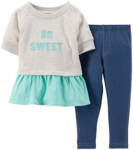 Carter's Baby Girls' 2 Piece Jegging Set (Baby) - Heather - 3 Months