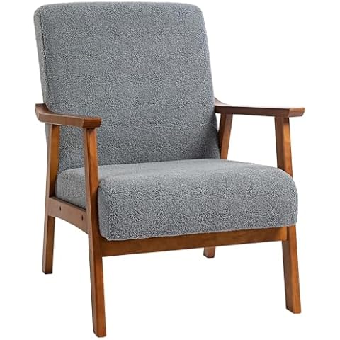 HOMCOM Grey Boucle Accent Armchair Cover
