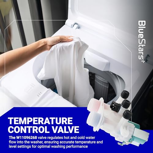 Image of BlueStars W11096268 W11220230 Washer Water Inlet Valve - Compatible For Whirlpool Kenmore Washers - Replaces W10632527 W10758829 W10853296 W11096268 AP6329544 (120V 60Hz)