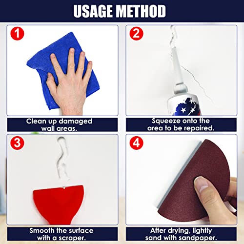 Spackle Wall Repair Kit, 2 Pieces Drywall Repair Kit, Wall Mending Agent With Scraper For Large Hole Drywall Patch Repair, Easy Solution For Wall Hole Fill And Quick Repair Crack #TOP4