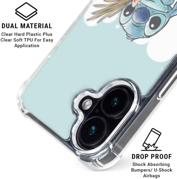 Skinit Clear Phone Case Compatible with iPhone 17 - Officially Licensed Disney Lilo and Stitch Stitch and Scrump Design