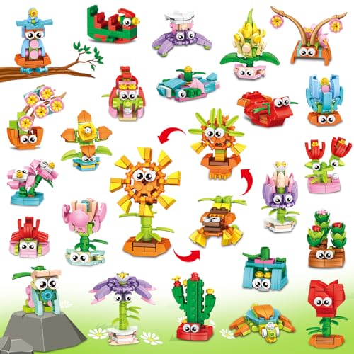 IMCUAMK 36 Packs Party Favors Building Blocks, Ideal for Kids Classroom Exchange, Flower Bouquets Building Set, Mini Building Flower Set, DIY Unique Great Brithday Gifts for Girls Womens