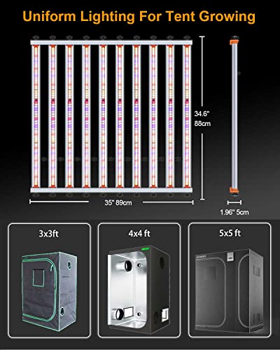 Dommia Led Grow Light 650W 10 Bars Pre-Install Full Spectrum Etl Plant Growing Lights Fixture Warmwhite Grow Lamp For Hydroponic Greenhouse Commercial 4X4Ft 5X5Ft Grow Tent Veg Flower (Dm6000) #TOP6