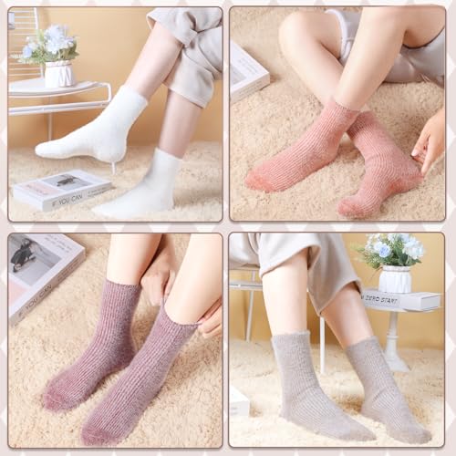 Image of SISOSOCK 5 Pairs Fuzzy Soft Cozy Comfortable Socks for Women, Casual Sleep Comfy Socks, Perfect Warm Winter Gifts for Women