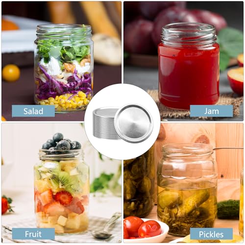 SIJDIEE 200Pcs 86 MM/3.4 Inch Wide Mouth Canning Lids, Leak Proof Split-Type Metal Canning Jar Lids for Ball Kerr Jar, Food Grade Material,100% Fit & Airtight for Wide Mouth Mason Jar Lids by SIJDIEE - Image 6