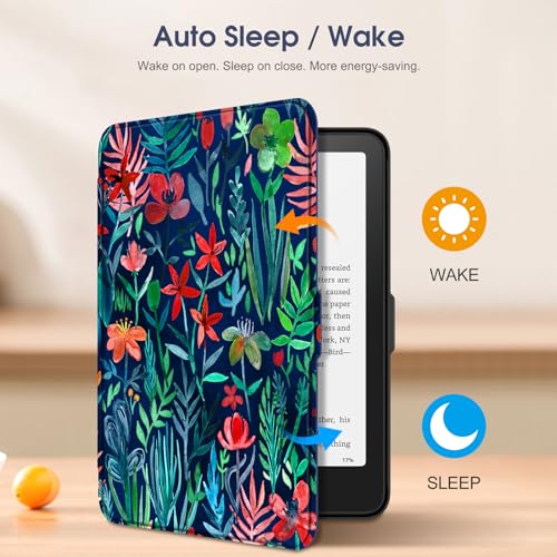 Image of Fintie Case for 7 inch All-New Kindle Paperwhite (12th Generation, 2024) and Kindle Colorsoft Signature Edition - Slim Lightweight Shell PU Leather Protective Cover with Auto Sleep /Wake, Jungle Night