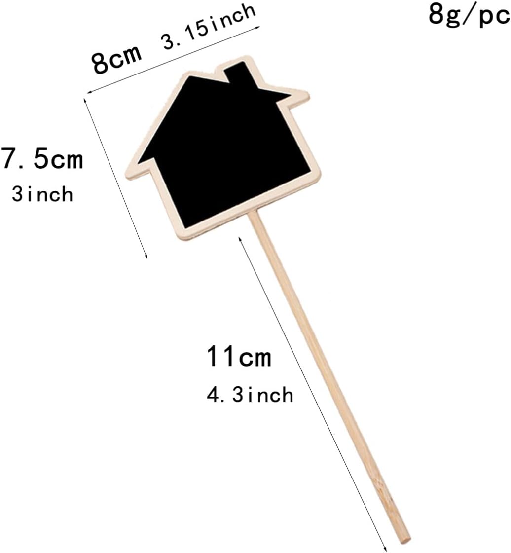 Mini Blackboard Toppers 20pcs Wooden for Flowers House Shaped Plants