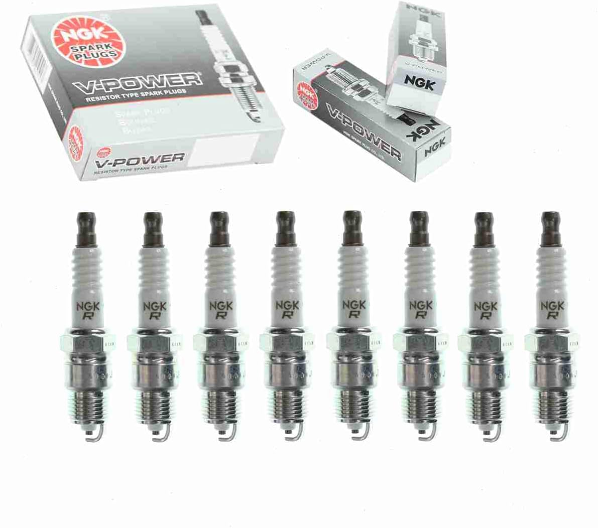 8 pc NGK V-Power Spark Plugs compatible with Chevrolet C10 5.0L 5.7L 6.6L 7.4L V8 1976-1986