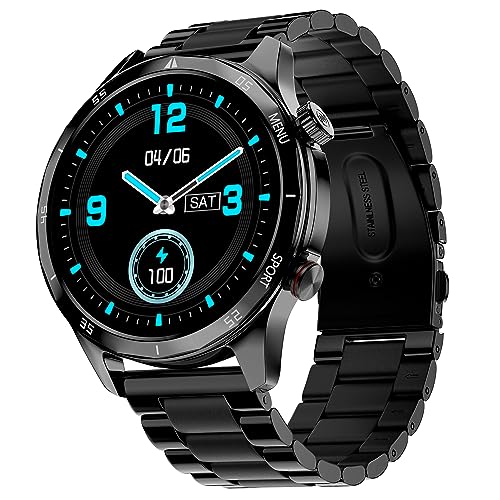 Noise Newly Launched Mettalix: 1.4″ HD Display with Metallic Straps and Stainless Steel Finish, BT Calling, Functional Crown, 7 Day Battery, Smart Watch for Men and Women (Elite Black)
