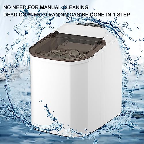 Máquina fabricadora de hielo, dispensador de cubos de hielo, con bajo nivel de ruido, tapa transparente amplia, tamaño ajustable de los cubos, listos en 6-10 minutos, con limpieza automática, para uso doméstico y de oficina miniatura 2
