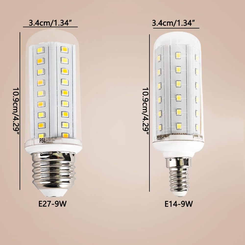 Paquete de 2/10 Bombillas Led E14/E27 de 9 W, Cálido, 3000 K, E27, Ahorro de Energía, Tres Colores, Bombillas de Maíz, 900 Lm, E27, Bombillas Led de Maíz para Iluminación Del Hogar/Yellow Li
