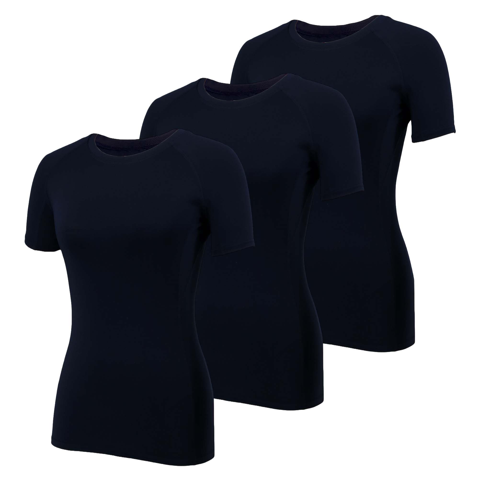 YUSHOW Camiseta deportiva de manga corta para mujer, camiseta de compresión, fitness, secado rápido, gimnasio, parte superior, cuello redondo, transpirable, verano