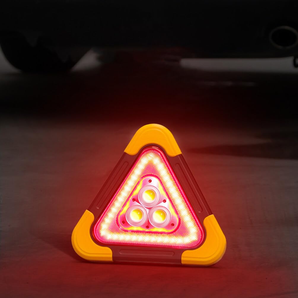 Señal de Advertencia Triangular Luces LED para Vehículo | Abs, Diseño Estable de Tres Patas, Reflectante, Portátil, para Mantenimiento y Asistencia en Carretera
