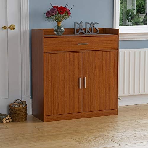 Vida Designs Dalby Modern Shoe Cabinet, 2 Door 1 Drawer, Hallway Cupboard Storage Organiser, Footwear Stand Rack, Wood Sideboard Unit, Walnut