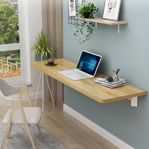 Table pliante murale en bois 70cm - Bureau à abattants flottant et compact - 7