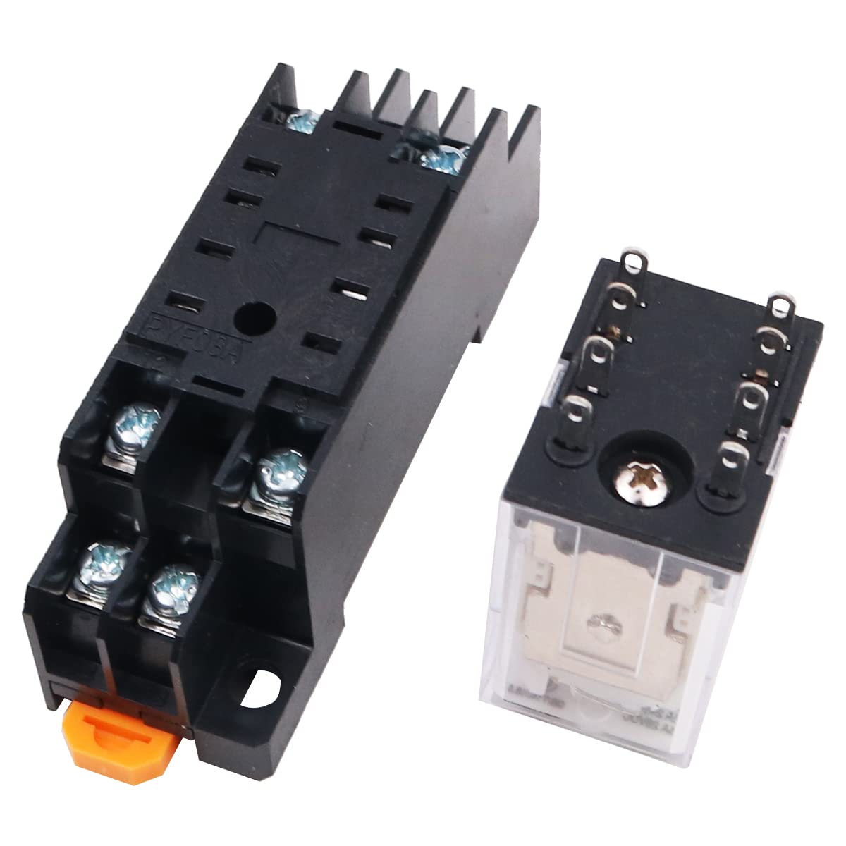 WANGCL 2 szt. Mini przekaźnik DC 12 V przełącznik elektromagnetyczny 8-pinowy przekaźnik DPDT 2NO+2NC ze wskaźnikiem LED podstawy gniazda