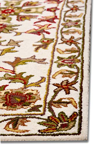 Image of Carpets Runner Rug for Bedroom | Living Room | Sofa Floor - Handmade Pure Wool - 2.5 FT x 8 FT - Ivory Cream - Floral Design