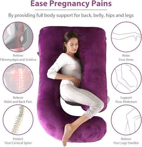 Image of Pregnancy Pillows for Sleeping,Full Body Pillow for Pregnancy Women with Removable Cover,Support for Back,HIPS,Legs,Belly,Must Have Maternity Pillow