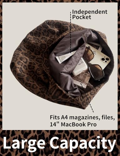 Bolso Tote con Estampado de Leopardo Marrón miniatura 4
