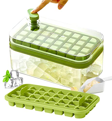 2023 New Ice Cube Tray with Lid and Bin, 2 Pack Ice Cube Trays for Freezer, 64 Pcs Ice Cube Mold Green -  Sozakka, Greenicelattice