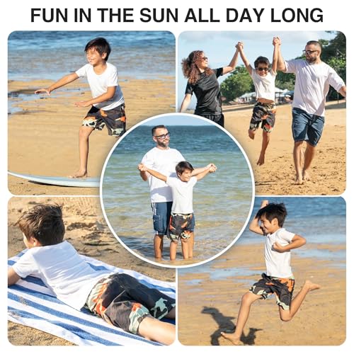 Image of Kanu Surf Boys' Victor Stripe Quick Dry Beach Board Shorts Swim Trunk