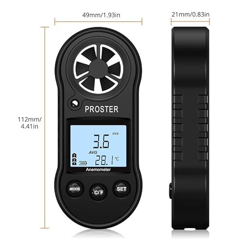 Proster Digitale LCD Wind Speed Scale Gauge Meter