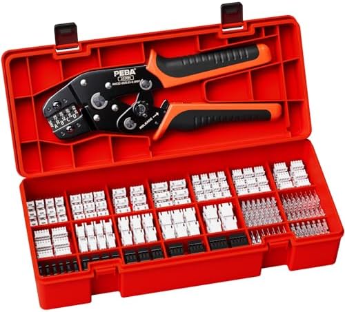 PEBA Micro Crimp Tool Connector Kit, JST-XH 2.5mm/Dupont 2.54mm Connectors Kit 21 Types, 32-20AWG Ratcheting Crimper for 3.0mm, 2.54mm, 2.5mm, 2.0mm Pitch Dupont, JST, KF2510, MolexTE, AMP EI Series